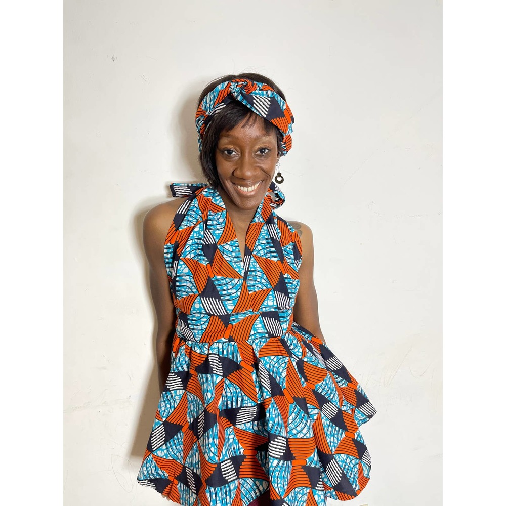 Versatile  Peplum African print Ankara top with headwrap